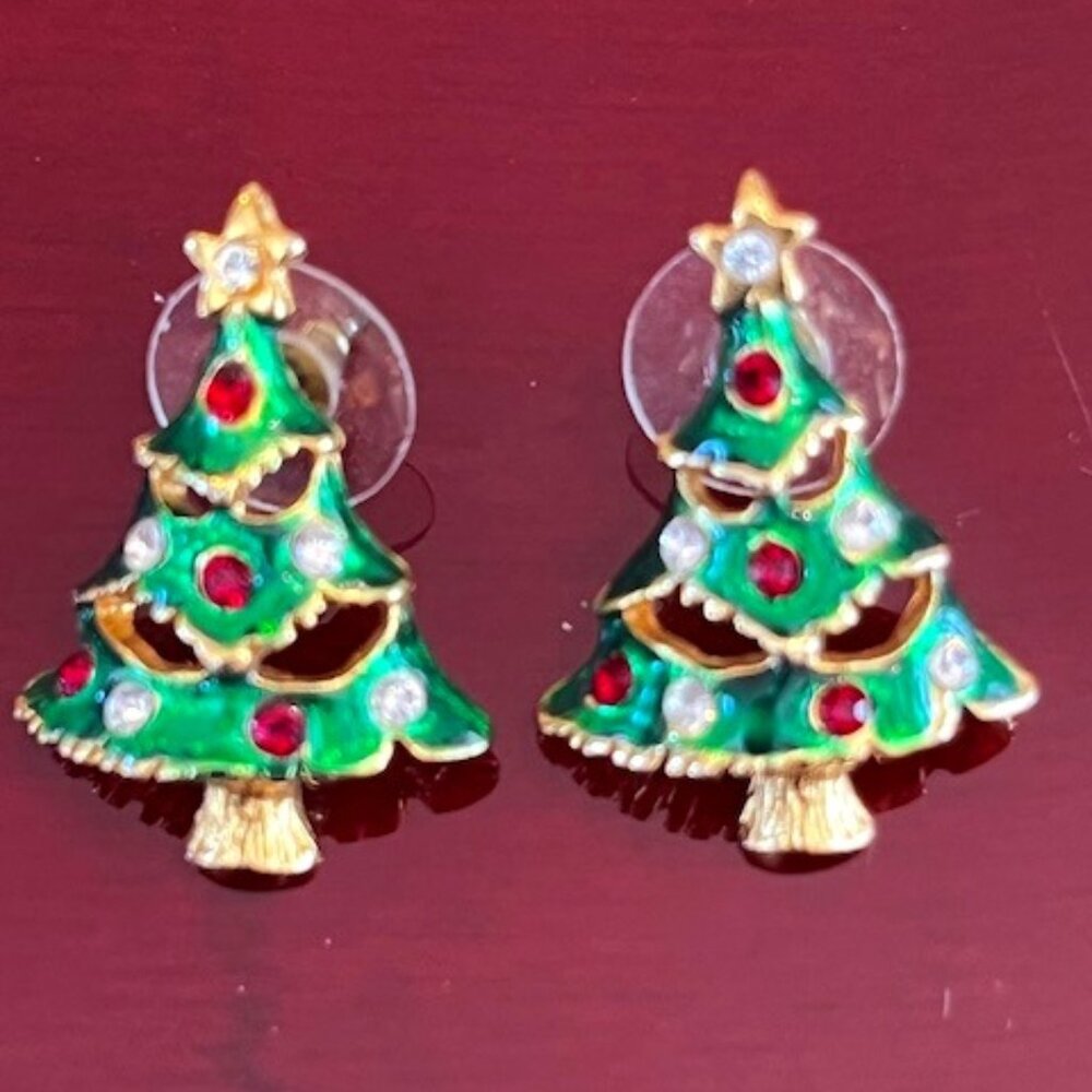 Vintage | Christmas Earrings Crystals-EUC